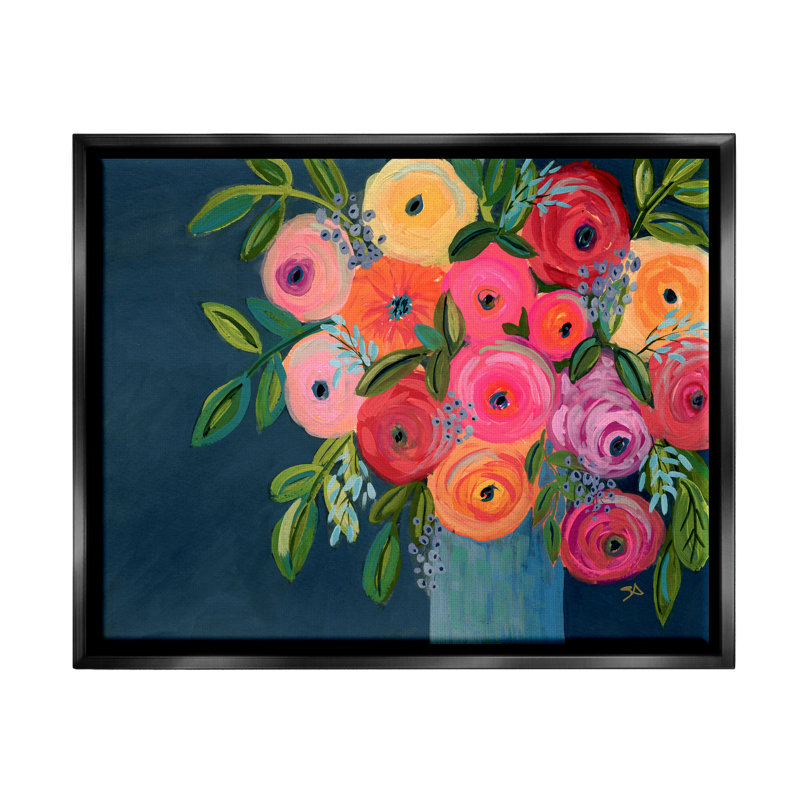 «Wildon Home® Varied Roses Bouquet», peinture encadrée sur toile flottante par Suzanne Allard, H 17 po x l 21 po x P 1,7 po