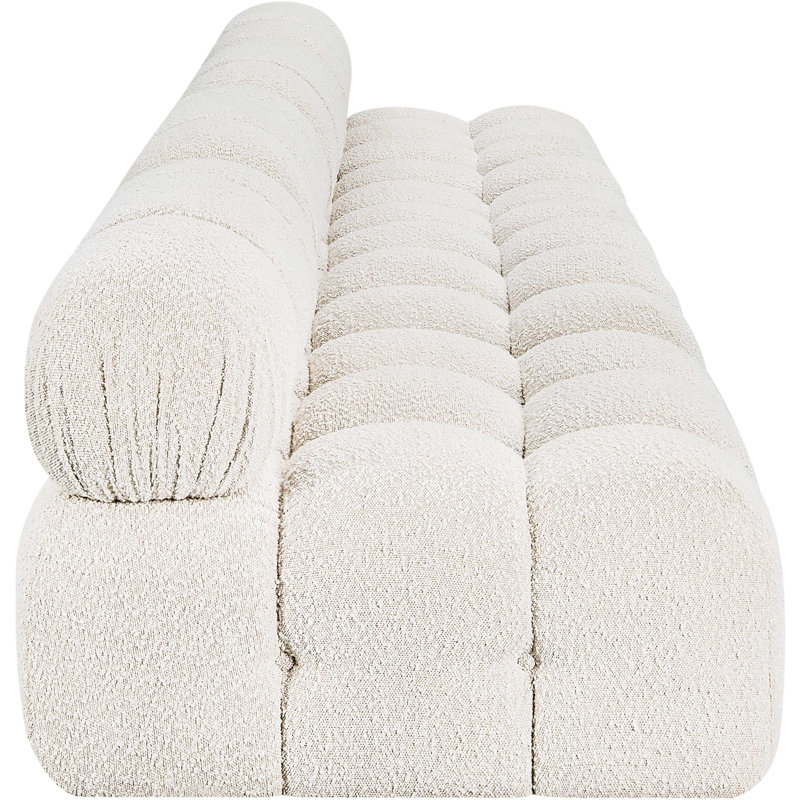 Canapé Ames, Tissu crème bouclé, 1 sans accoudoir, 2 en coin