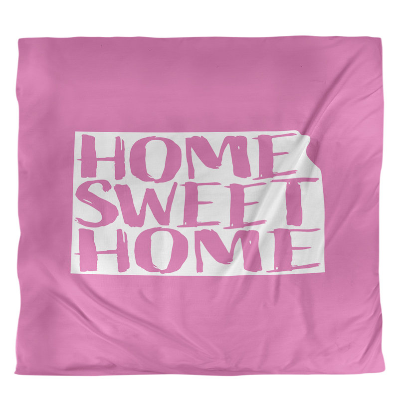 Housse de couette simple Kansas Home Sweet, Housse de couette pour grand lit, Rose, Polyester brossé
