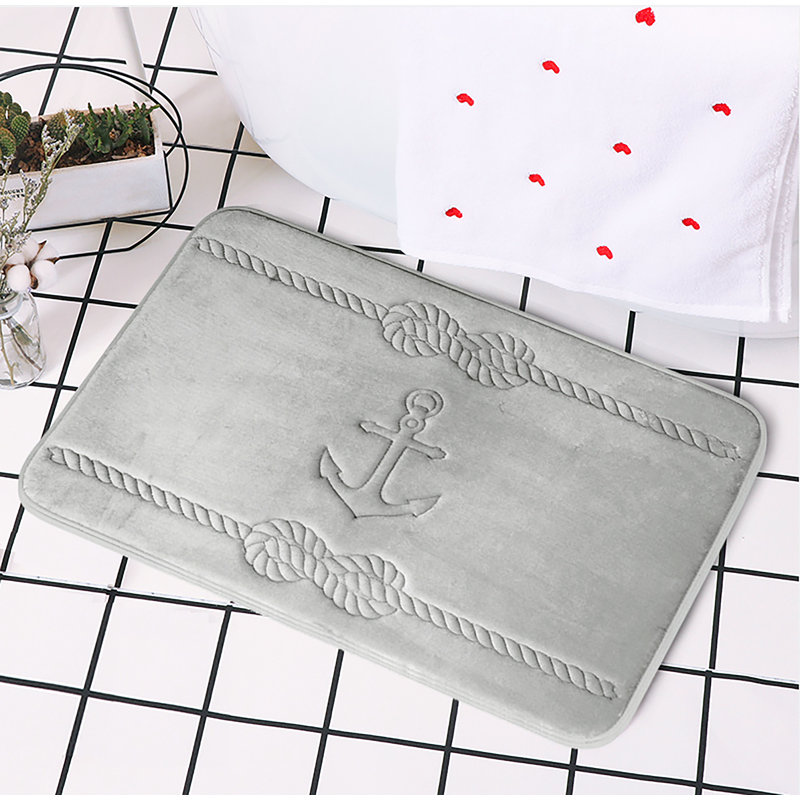Tapis de salle de bain, L 20 po x L 32 po, Gris foncé