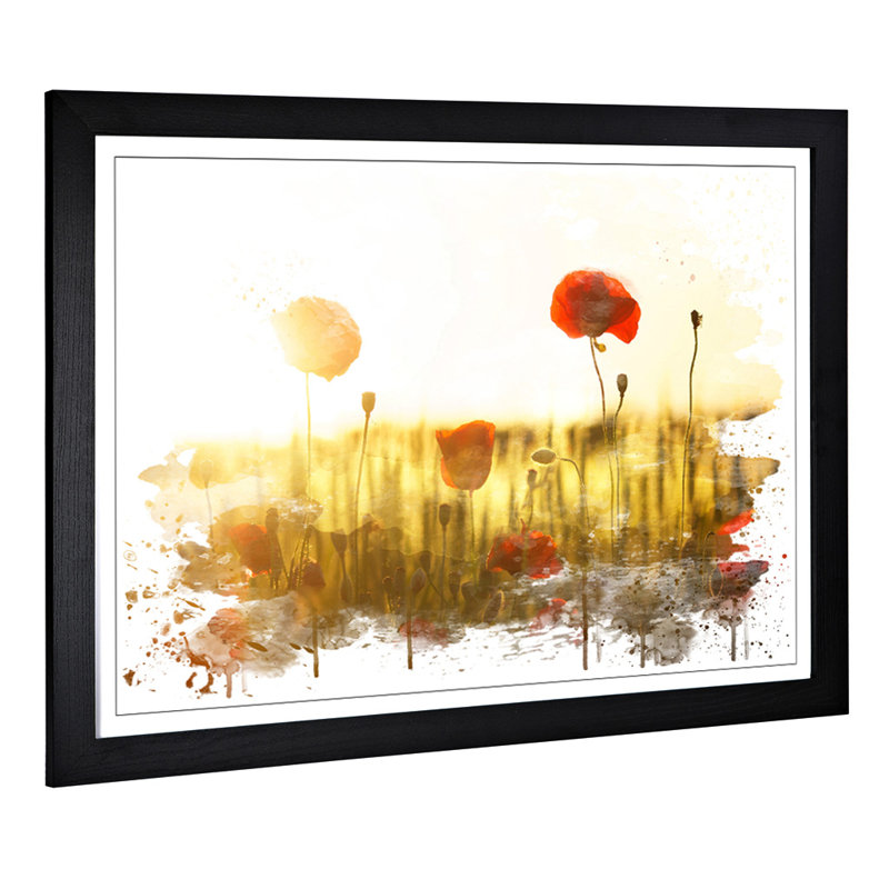 Flower Poppy Field - Wall Art, 45cm H x 62cm W, Framed Picture