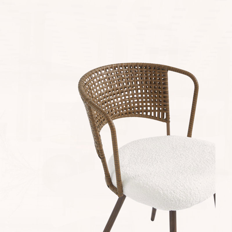 Chaise de salle à manger en osier avec dossier en canne respirante et coussin éponge, ensemble de 4, Noyer