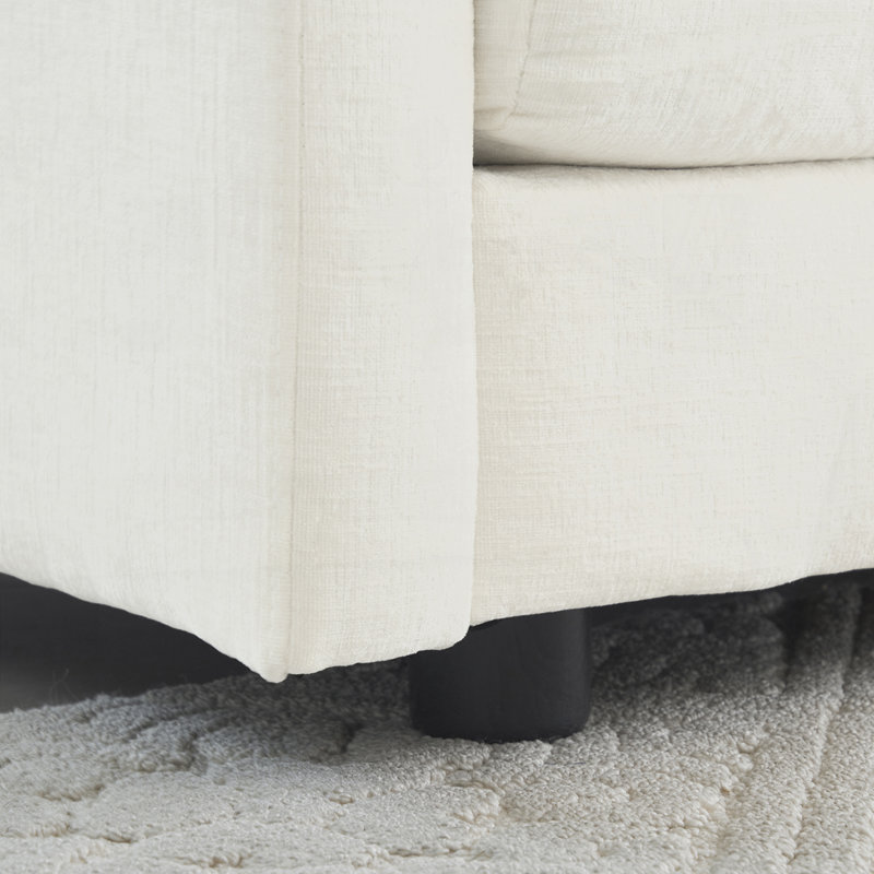 Fauteuil en chenille avec accoudoirs et 1 coussin décoratif, Ivoire ivoire