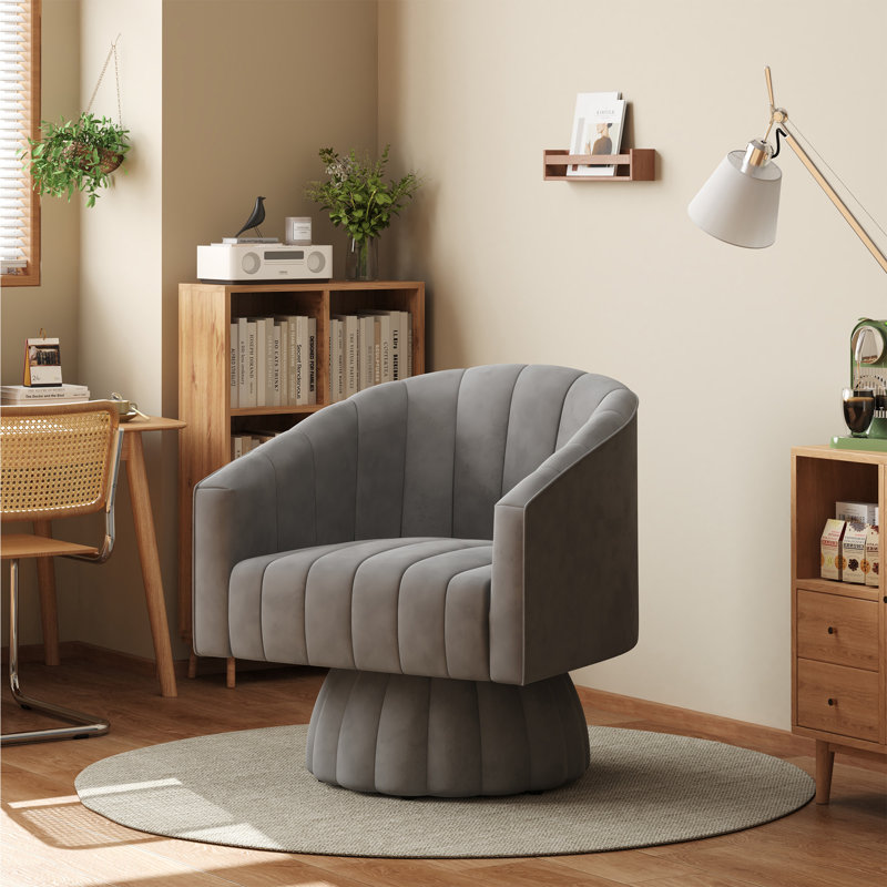 Fauteuil pivotant rembourré surdimensionné, Polyester gris