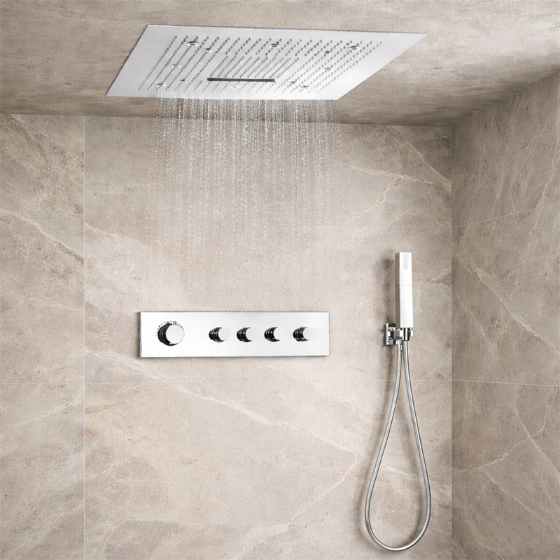 Platinum Thermostatic Ceiling Mount Rain Shower Set