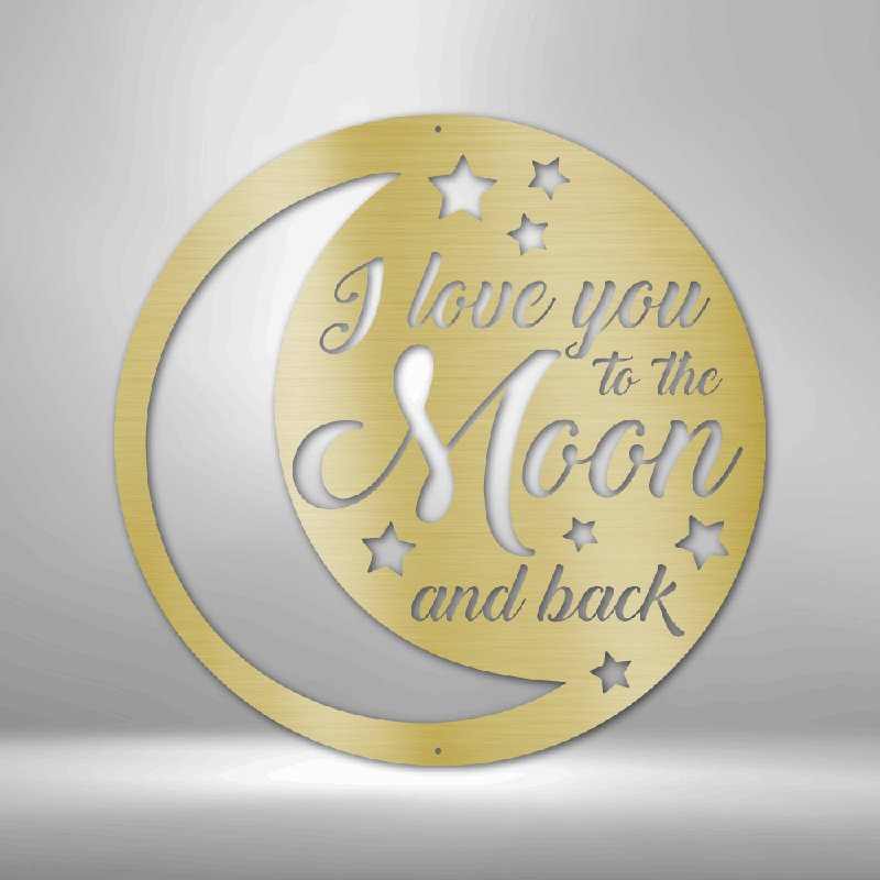 Love You to Moon and Back, Doré, H 14,25 po x l 14,5 po x P 0,5 po