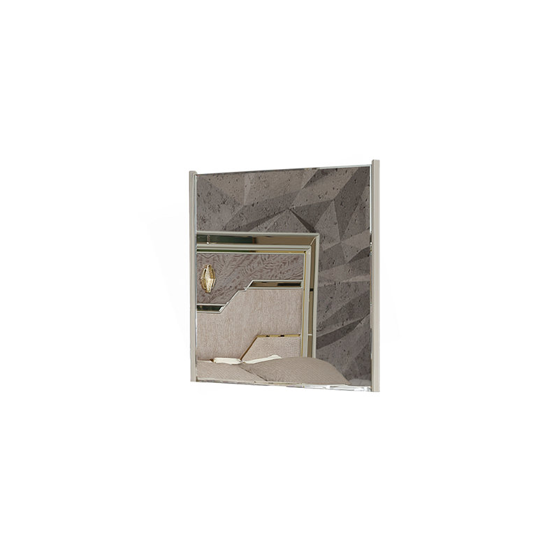 Miroir de style moderne Omari en bois et accents dorés en beige