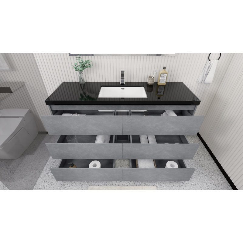 Santrice 59.5'' Single Bathroom Vanity with Acrylic Top, Cement Gray