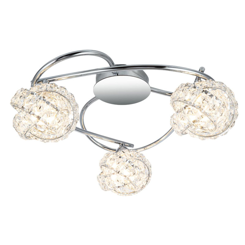 Mirri 3 Light Modern Glass Beaded Shade Ceiling Light - Chrome Base, 3xG9. Max. 5W LED (Bulb not included)
