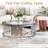 Modern Round Glass Coffee Table, 35.43” Two-Tier Tempered Glass Top And Irregular Cylindrical Stainless Steel Tube Frame-1140255922-1140255923
