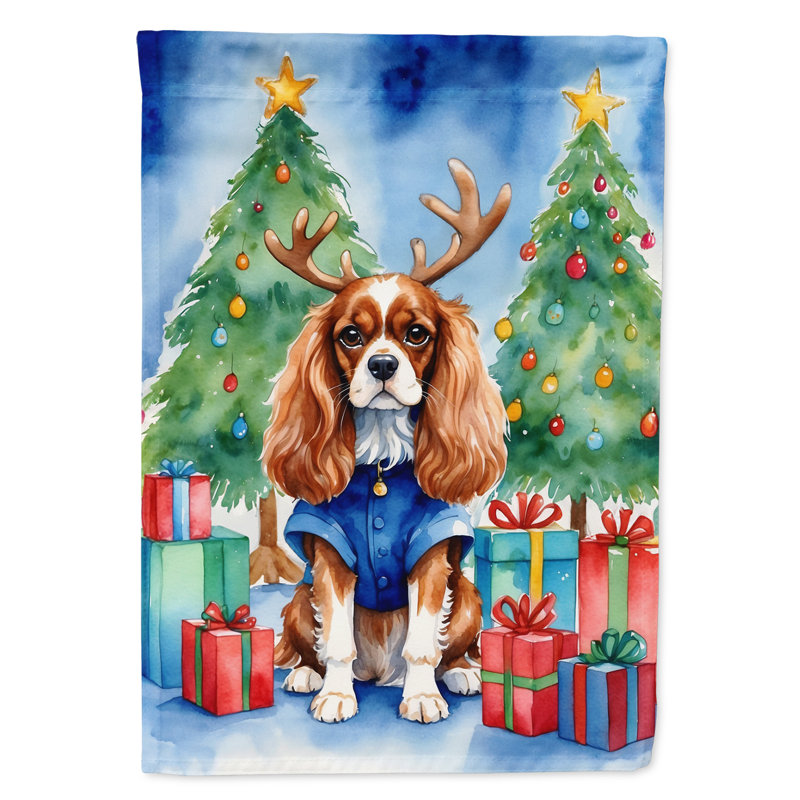Drapeau de Noël renne de jardin, Épagneul Cavalier
