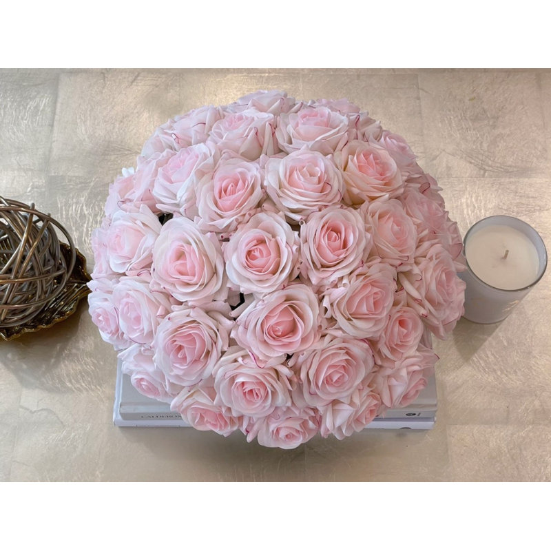 Large Dome Real-Touch Rose Centerpiece, Ivory Pink