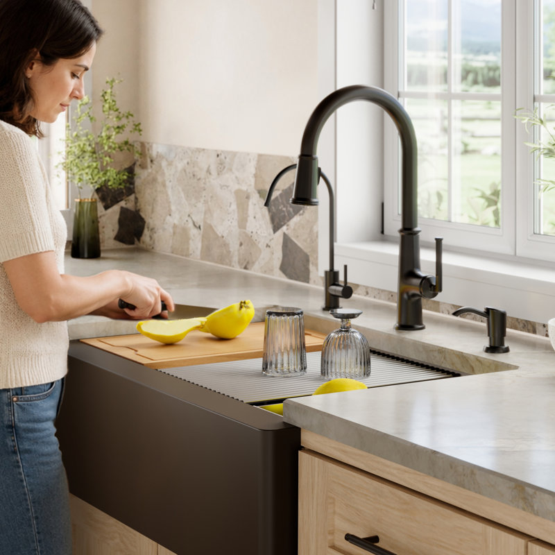 Évier de cuisine Karran Quartz, Brun