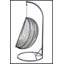 Chaise suspendue en tissu beige et osier noir