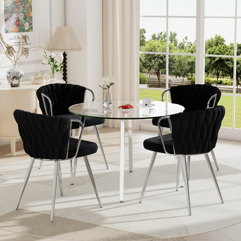 Ensemble de table de salle à manger 5 pièces pour 4 personnes, H 29,5 po x L 36 po x l 36 po, Noir, noir, noir, noir