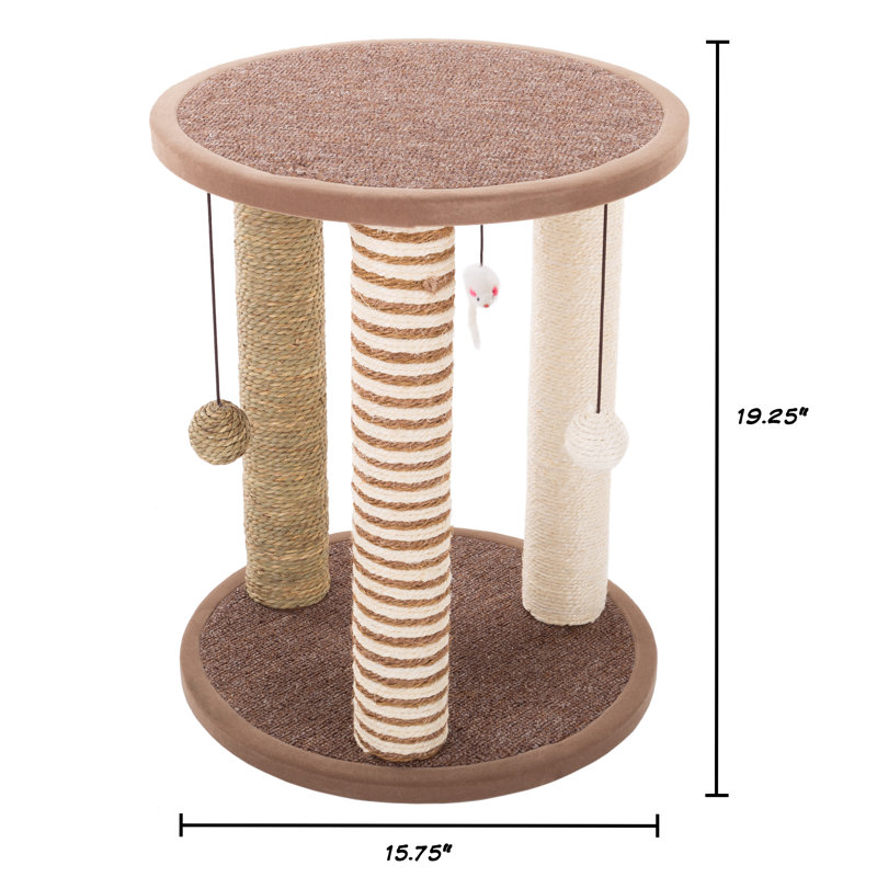PETMAKER Cat Scratching Post - Scratcher Posts with Carpeted Scratch Pad Base and Perch - Furniture Scratching Deterrent for Indoor Cats