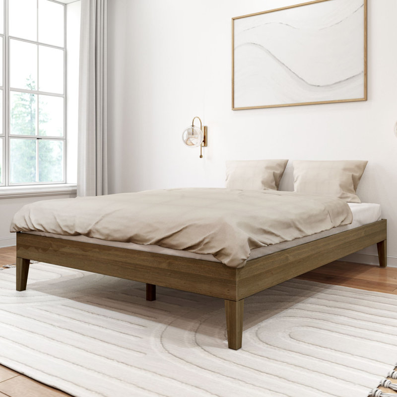 Arikah Solid Wood Bed, Matte Walnut, Queen