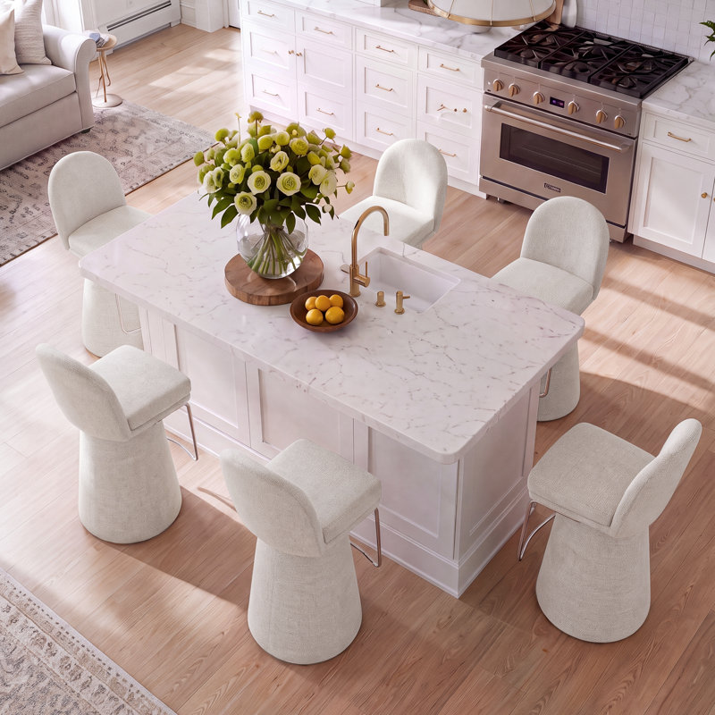 Tabourets de bar rembourrés Soft 360, Blanc