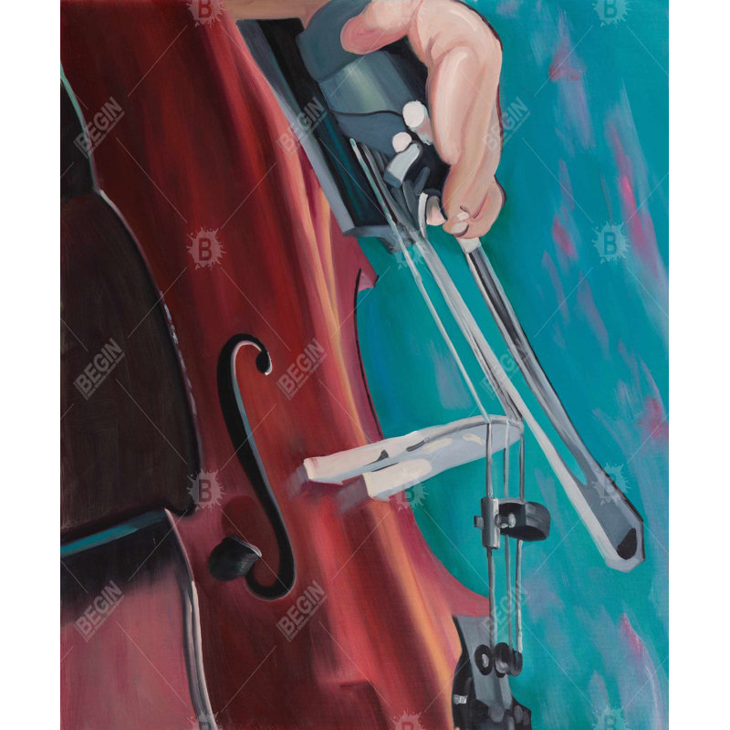 Musicien with Cello - Framed Canvas for Man Cave Decor
