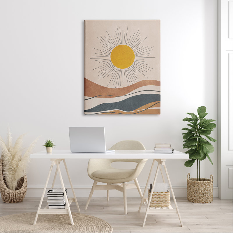«Abstract Sun Shining Desert Brown Lines» par JJ Design House LLC - impression, H 48 po x l 36 po x P 1,5 po, Toile tendue