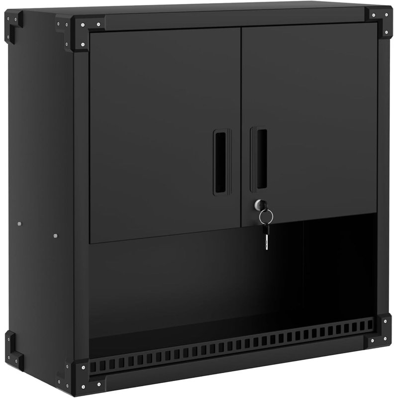 Armoire murale en acier robuste avec serrure et tablettes