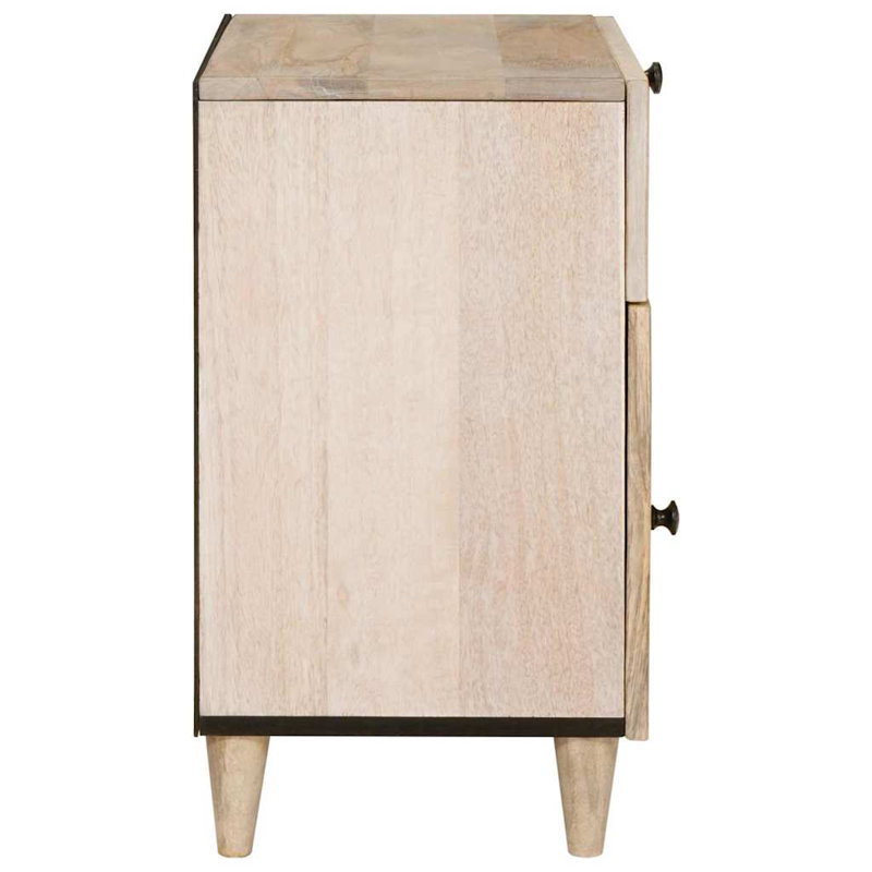 50cm W Solid Wood Bedside Table, Beige