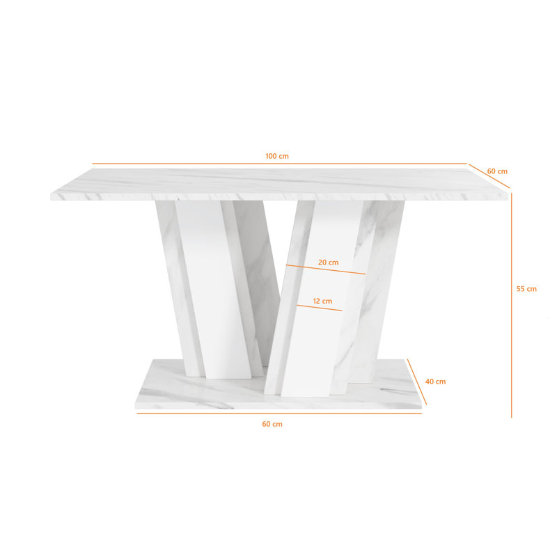 Pedestal Coffee Table, White