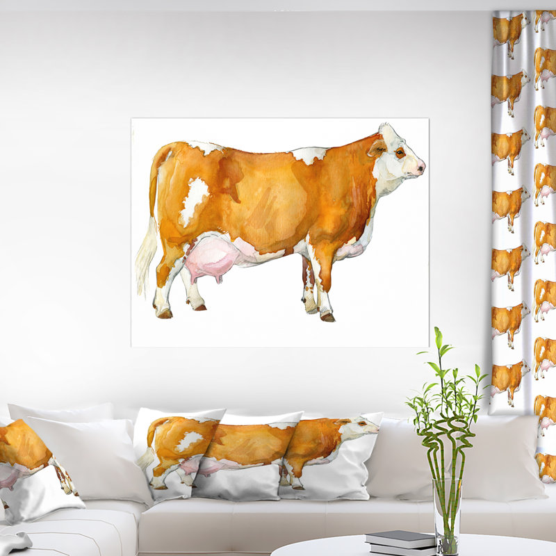 Vache laitière brune-reproduction d’art, H 20 po x l 20 po x P 1 po, Toile tendue