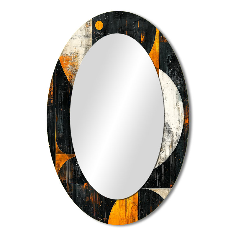 Miroir mural ovale noir et jaune, 36 po x 24 po