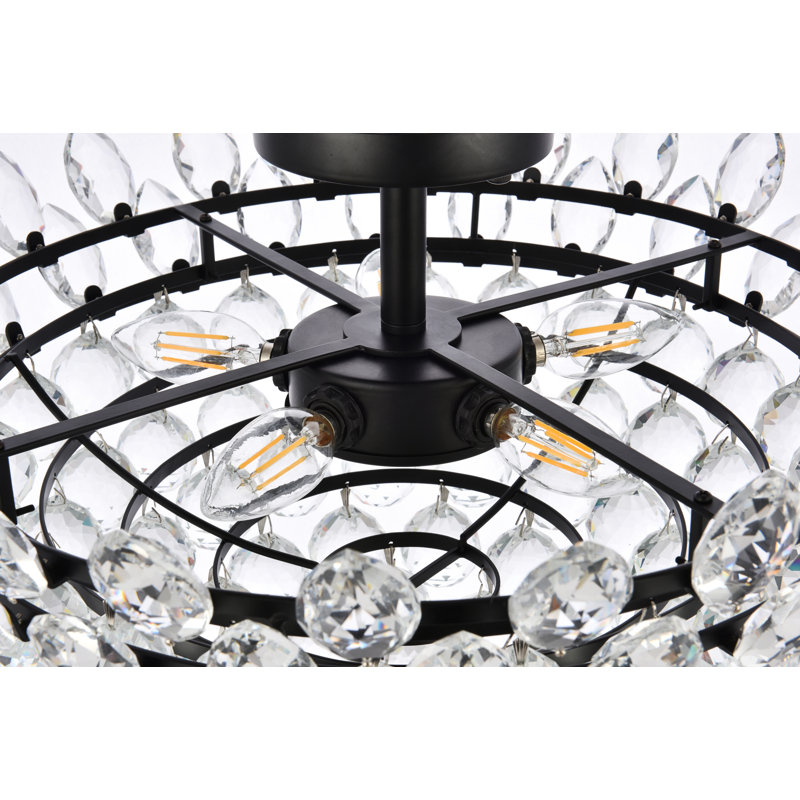 Abel Semi Flush Mount, Black, 10.5" H x 18" W x 18" D, 5 Lights