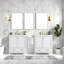 Meuble-lavabo double avec lavabo en céramique blanche, portes à fermeture douce, rangement spacieux, structure en bois massif, armoire de salle de bain moderne avec tiroirs et tablettes - unités 2 x 30 po-2057372239