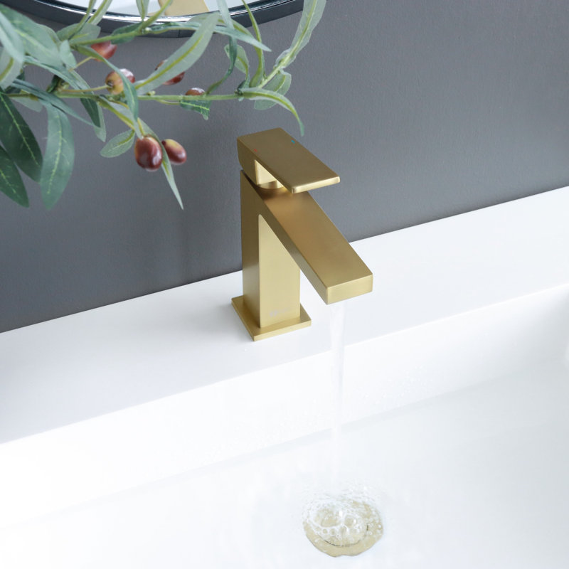 Robinet élégant pour salle de bain à poignée simple 6 ½ po, Or brossé