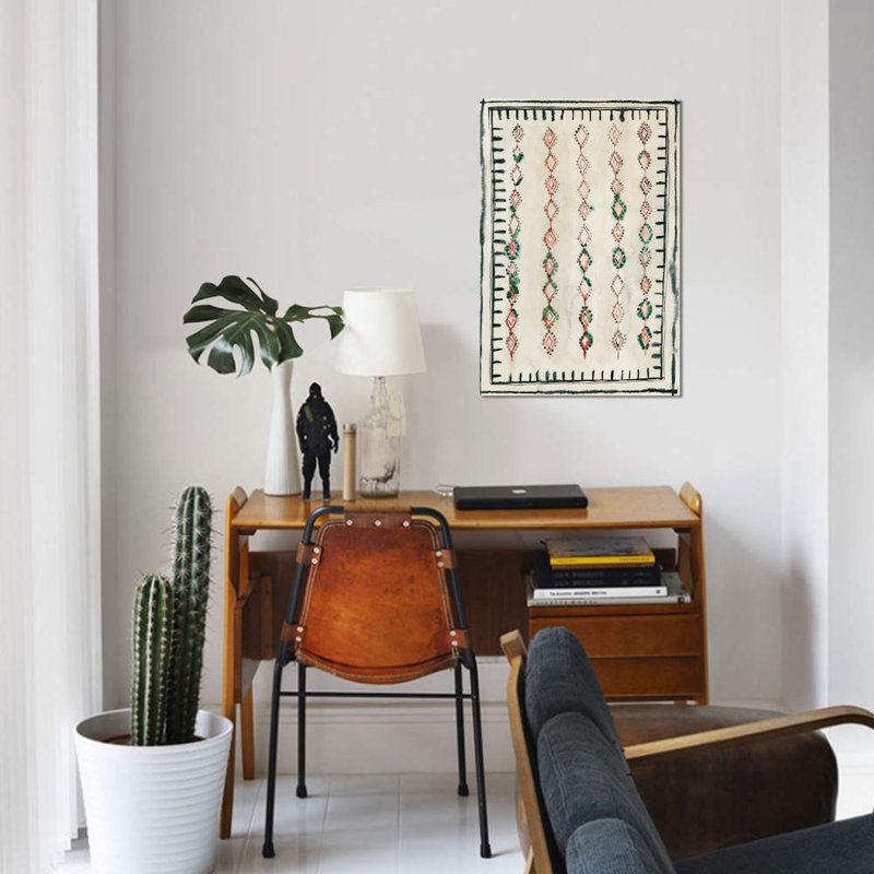Reproduction d’art sur toile tendue « Moroccan rug II » par Albina Bratcheva, H 12 po x l 8 po x P 0,75 po, Toile tendue