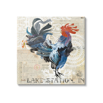 «Retro Rooster Farmhouse Kitchen», impression sur toile tendue