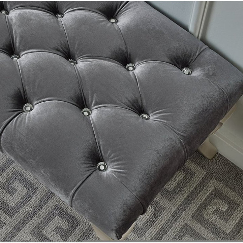 Garza Polyester Blend Upholstered Bench, Gray