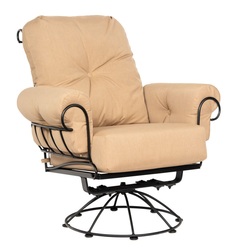 Terrace Wrought Iron Outdoor Rocker Chair, Canvas Spa, Matte White