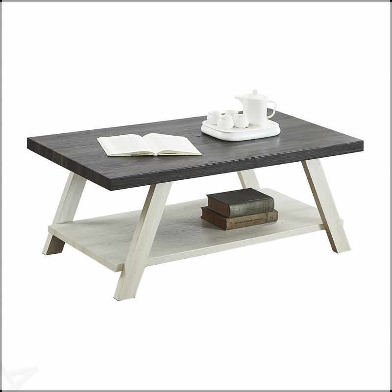Table basse à deux tons en bois anthracite vieilli et beige Athens, parfaite pour la vie moderne et le rangement, Beige