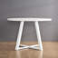 Table de salle à manger ronde contemporaine avec base à tréteaux au fini blanc et style robuste