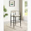 Ensemble de 2 chaises de bar rembourrées en tissu beige-427319661