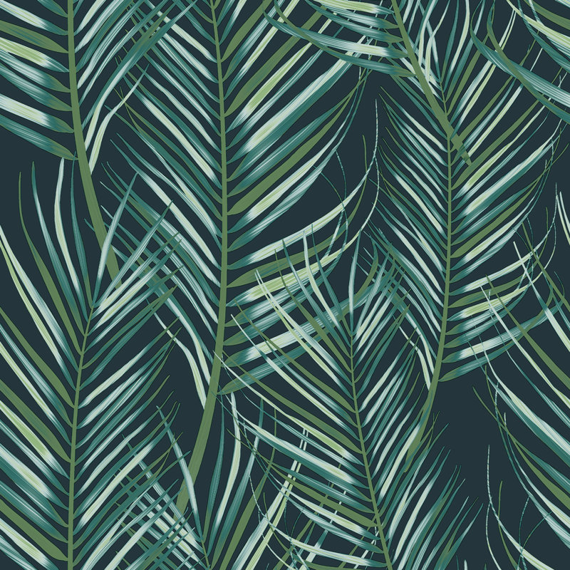 Guillermo Floral Vinyl Peel & Stick Wallpaper Roll, Green/Black