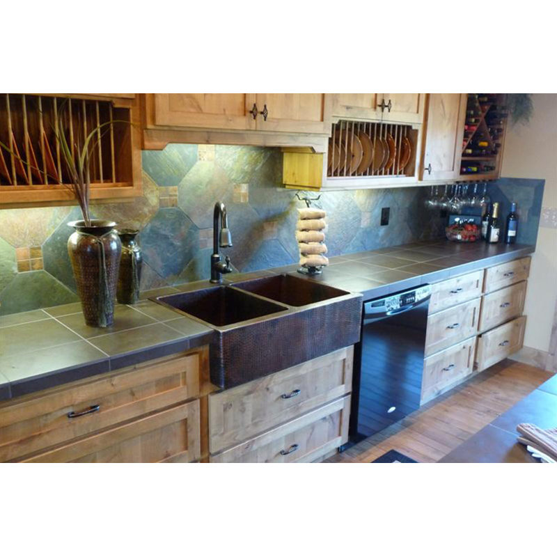 33" Hammered Copper Kitchen Apron 50/50 Double Basin Sink with Matching Drains, and Accessories