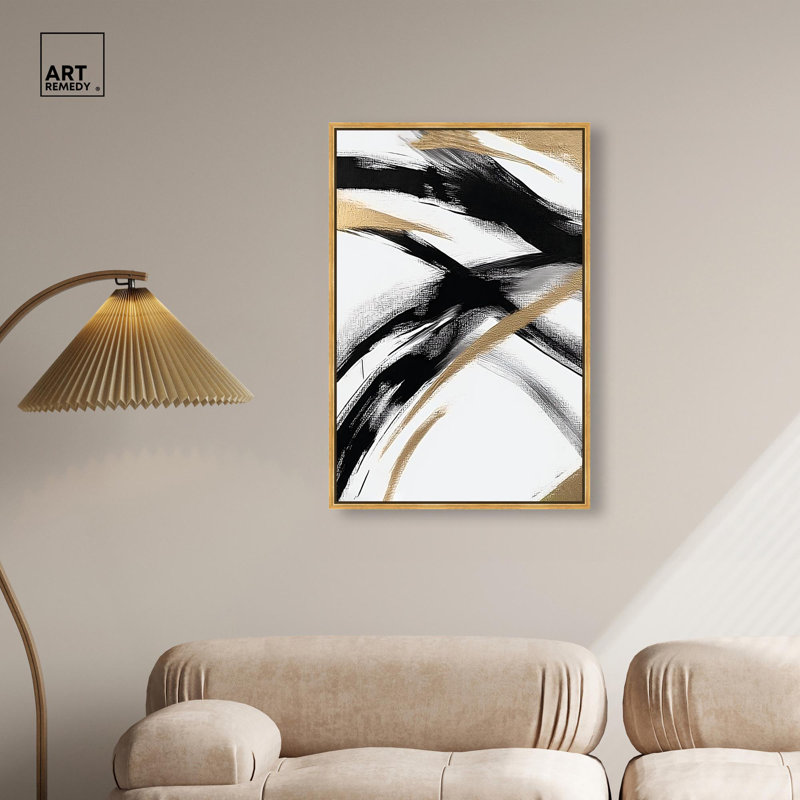 Décoration murale Midas Arc Waves par Art Remedy, cadre doré, 24 x 36, H 37 po x l 25 po, Cadre doré