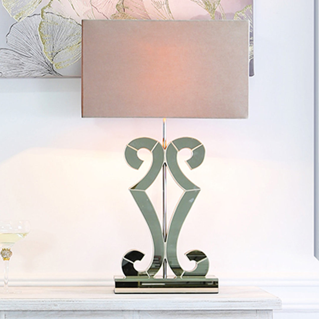 Aaru Bedside Table Lamps for Living Room, 68.5cm Luxury Buffet Lamp with Glass Base, Faux Silk Shade