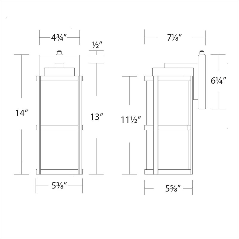 Lantern 14" LED Outdoor / Indoor Wall Light With Color Temperature Switch (2700K/3000K/3500K/4000K/5000K), Bronze, 14"H