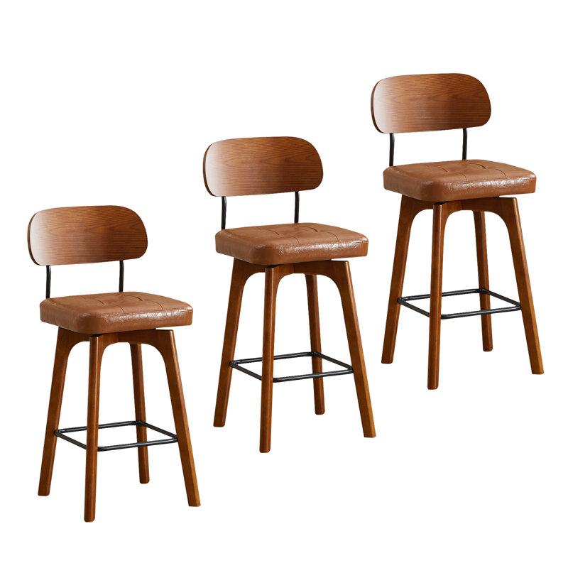 Tabouret de comptoir pivotant Ikhlas, 3, Tabouret de comptoir (siège d'une hauteur de 26 p, Siège brun / cadre brun