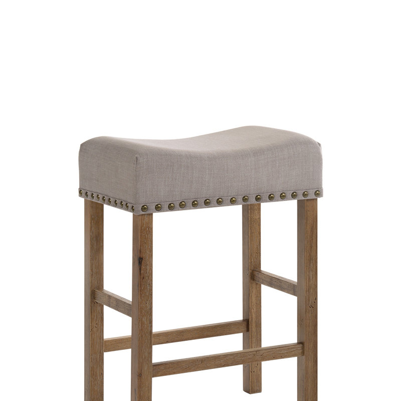 Tabouret à hauteur de comptoir en lin et chêne vieilli (ensemble de 2)