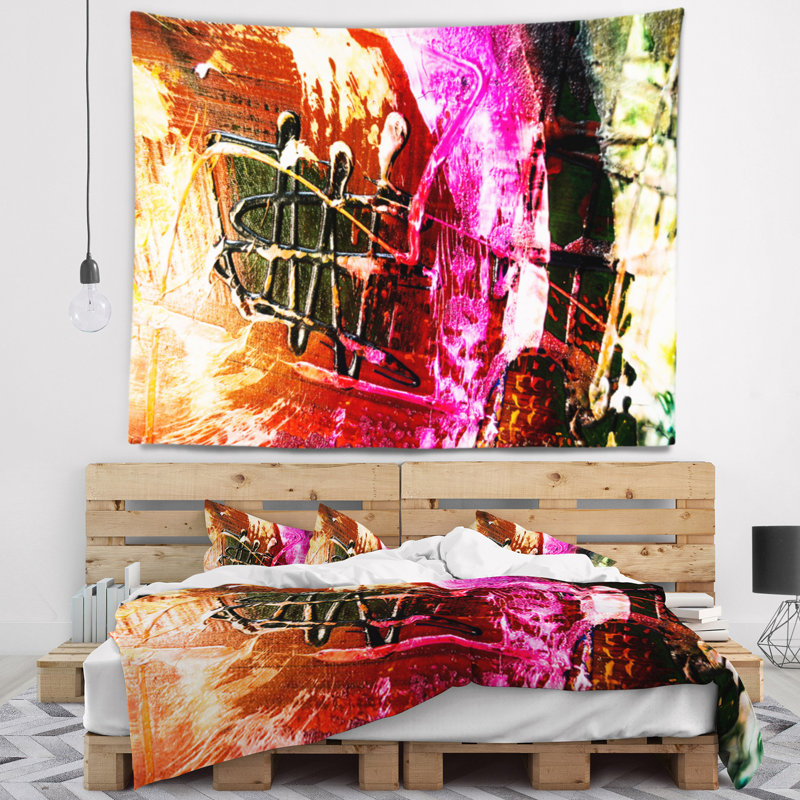 Structure tapisserie d'art abstrait, H 50 po x l 60 po