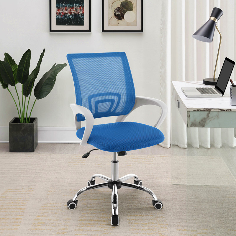 Chaise de bureau ajustable rembourrée bleue