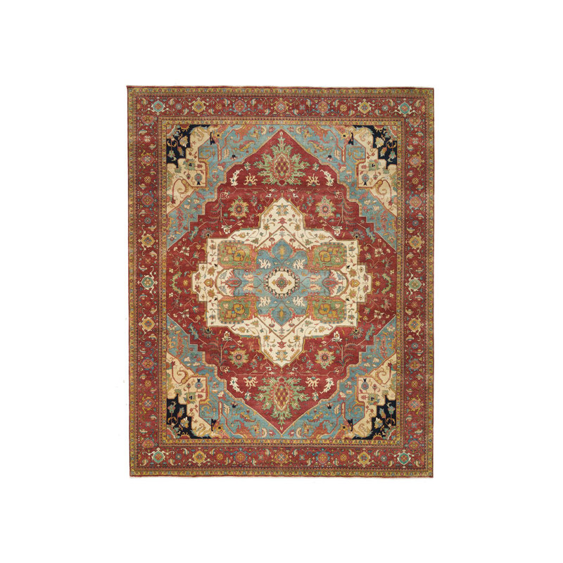 Très grand tapis rouge en laine noué à la main 12 pi x 15 pi 2 po CDF77943BDE7443D946F2217F96C9AEE