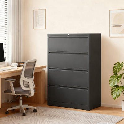 4-Drawer Lateral Metal File Cabinet, High-Volume Heavy Duty Storage, 110lbs Capacity per Drawer with Safety Interlock System by Inbox Zero